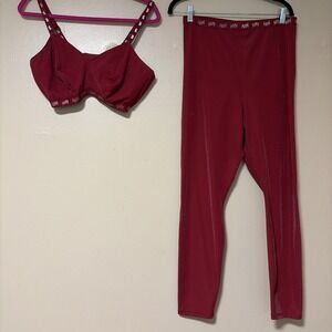 Merlot Shimmer Yitty Set Bra 1x  Scrunch Leggings XL Fitness Gym Active